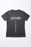 Black GYMR logo t-shirt on white background