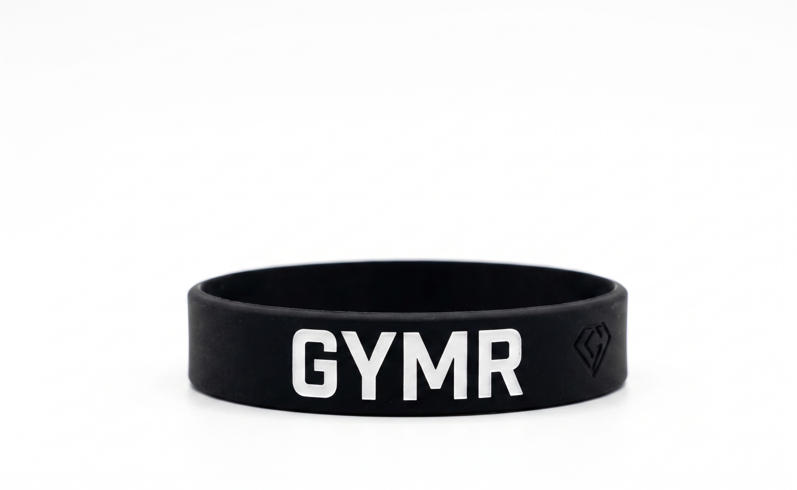 Black GYMR wristband on white background
