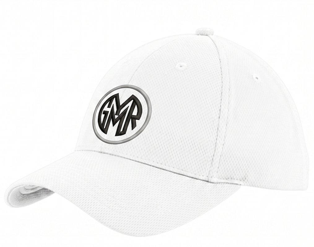 White cap with a logo on a white background