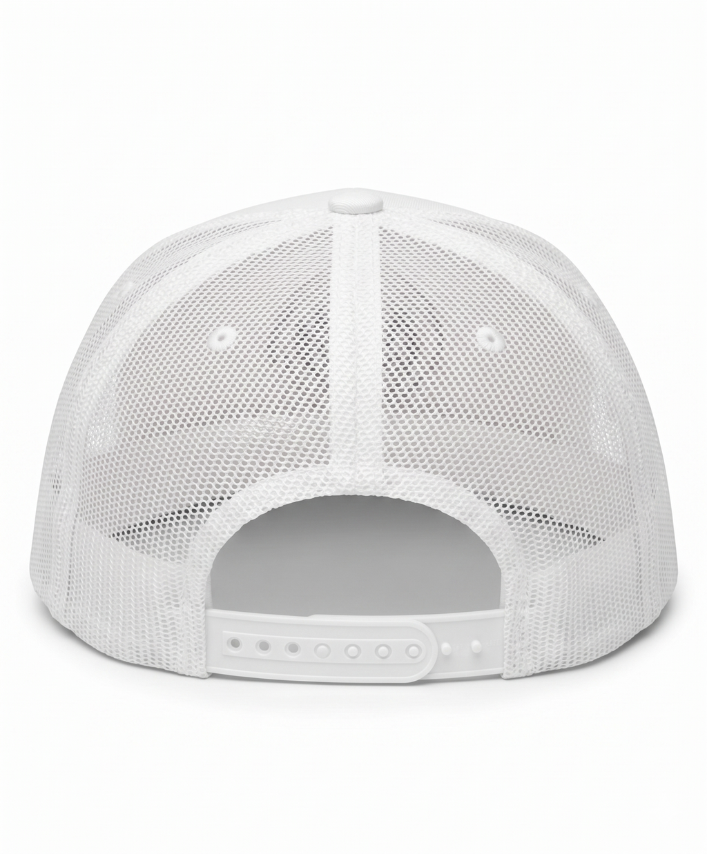 White GYMR mesh cap back view on a white background