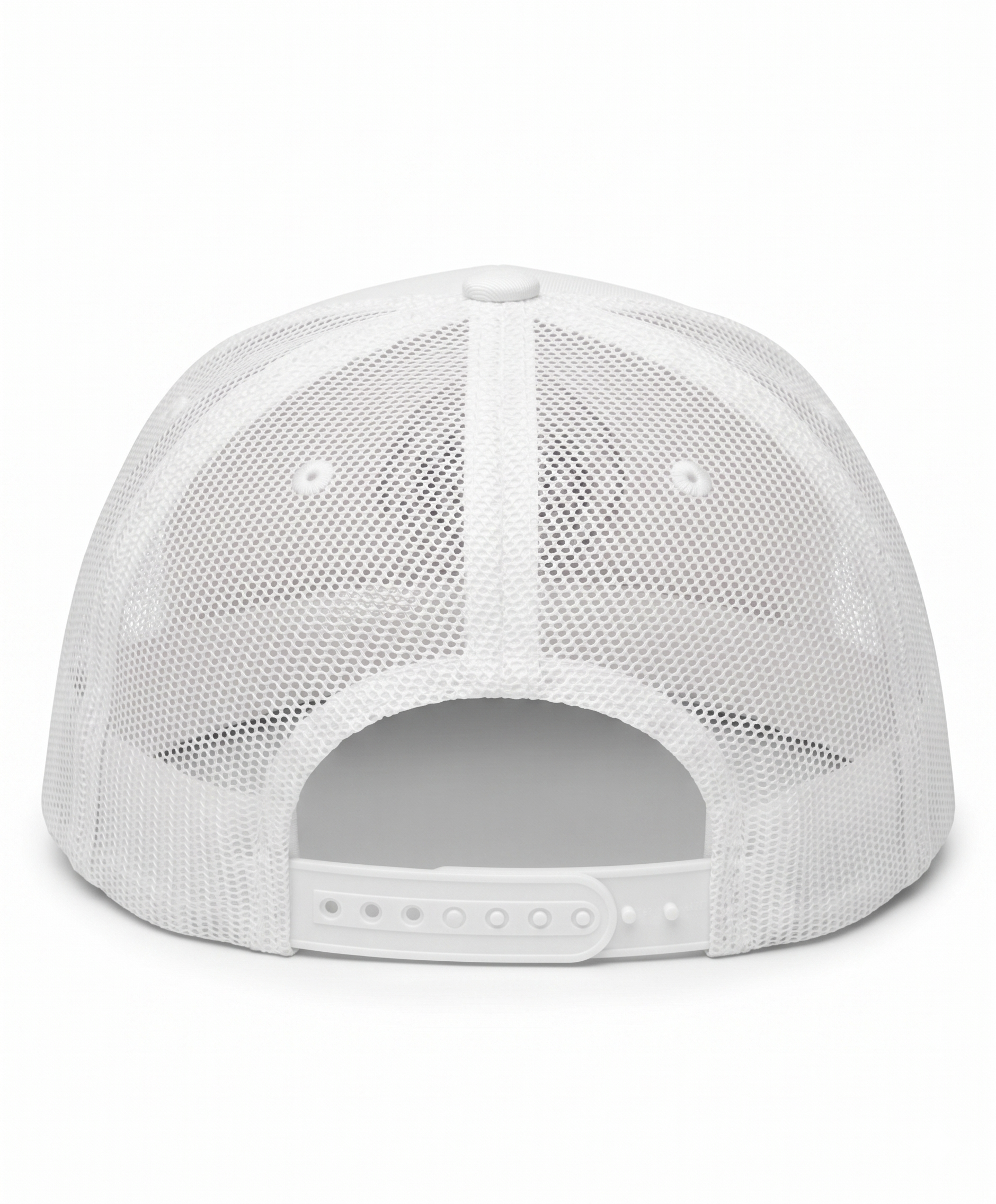 White GYMR mesh cap back view on a white background